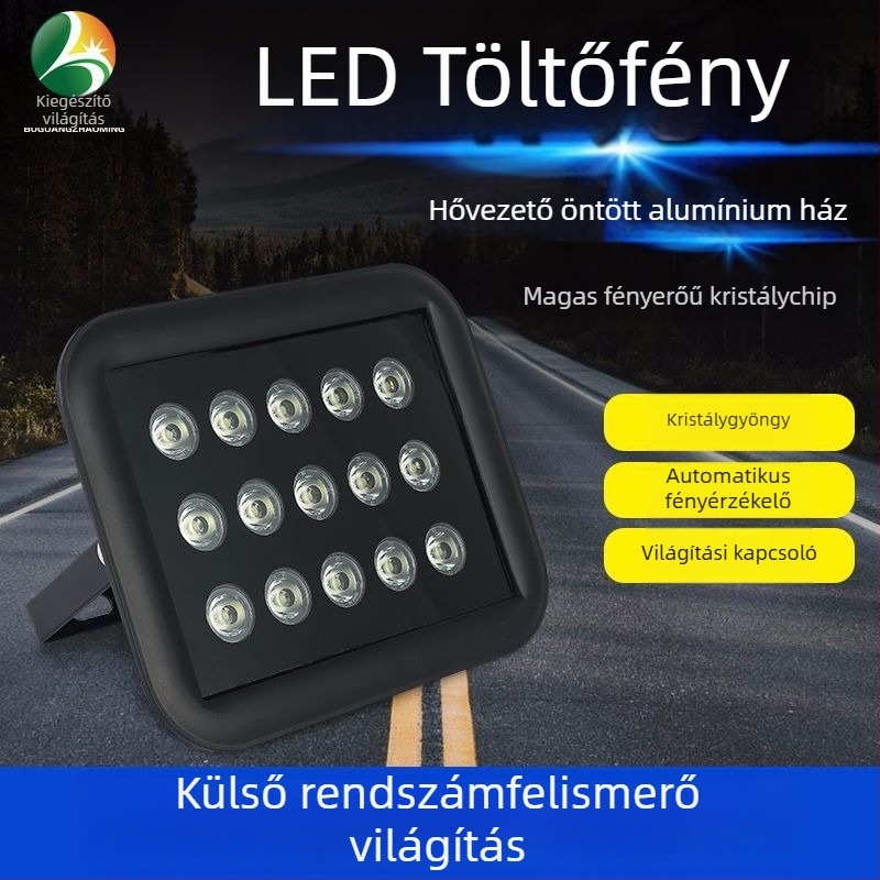 Biztonsági LED pótlámpa, 12–15W, 220V AC, 1500 lm, 6000–6500K, IP65, infravörös világítás parkolók rendszámfelismeréséhez