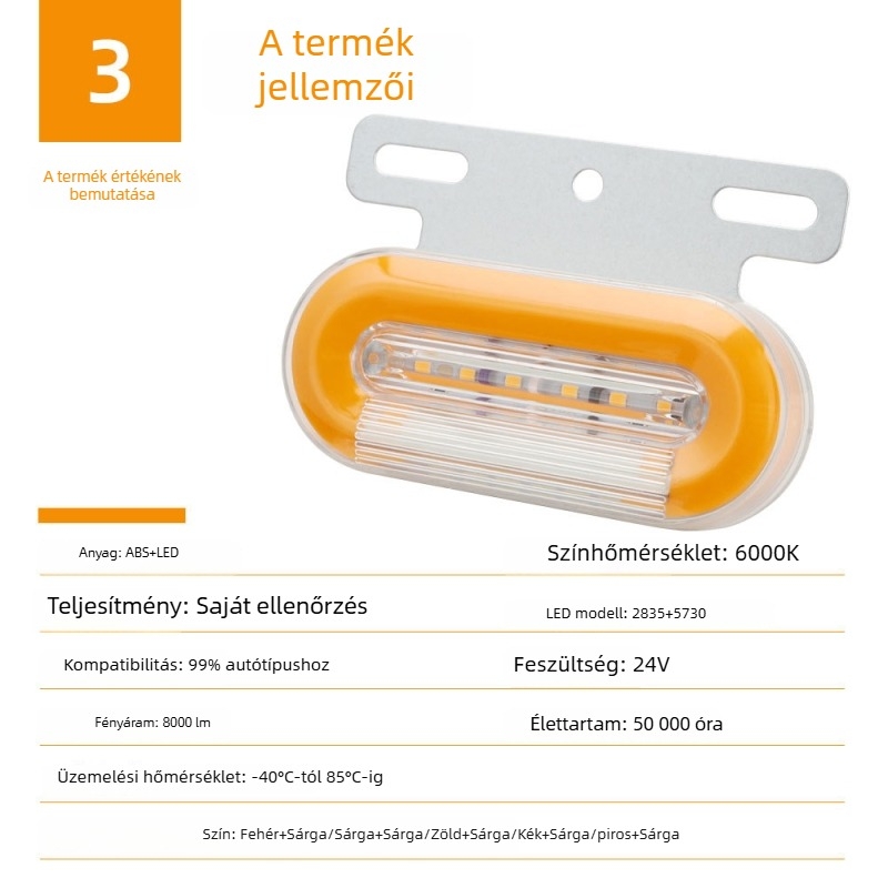 Kamion oldalsó lámpák, ABS+LED, 24V, Model TRUCK034, Kevanly