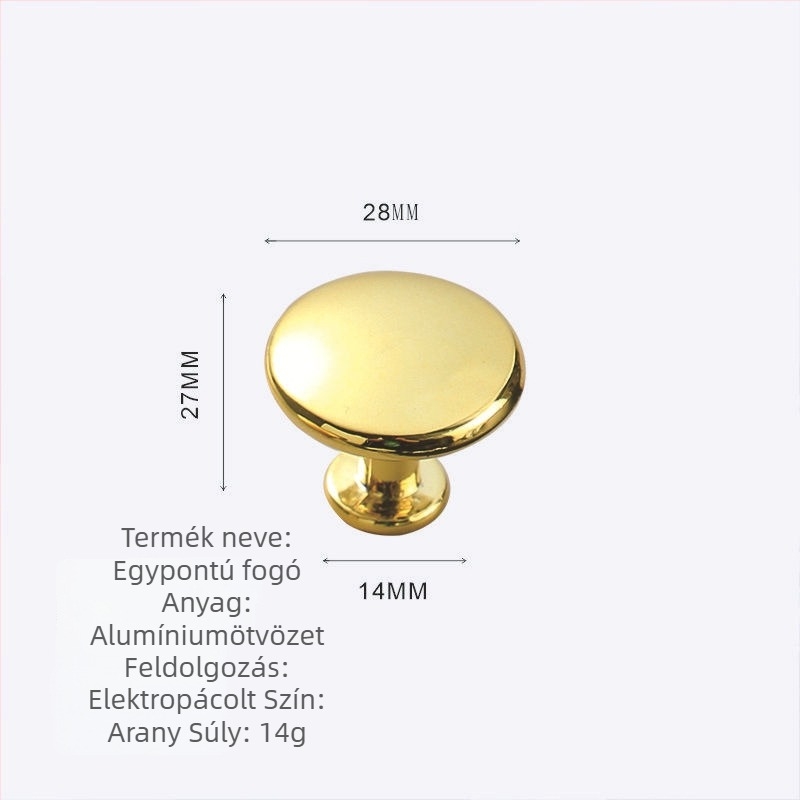 Bútorfogantyú - alumínium- és cinkötvözetből, gomba alakú, kerek forma, egyetlen furattal, modell KY-811, elektroplakálás