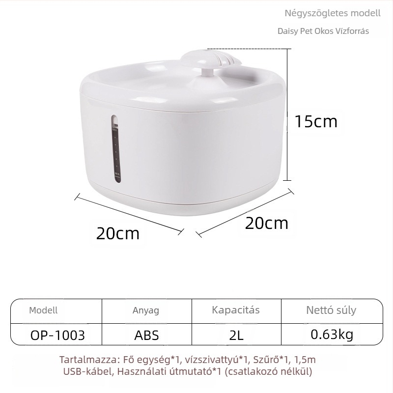 YOMI Okos kisállat vízforrás macskáknak és kutyáknak — Automatikus szűrés és keringés, Funkció a kiszáradás ellen, Levehető kialakítás, Nagy kapacitás