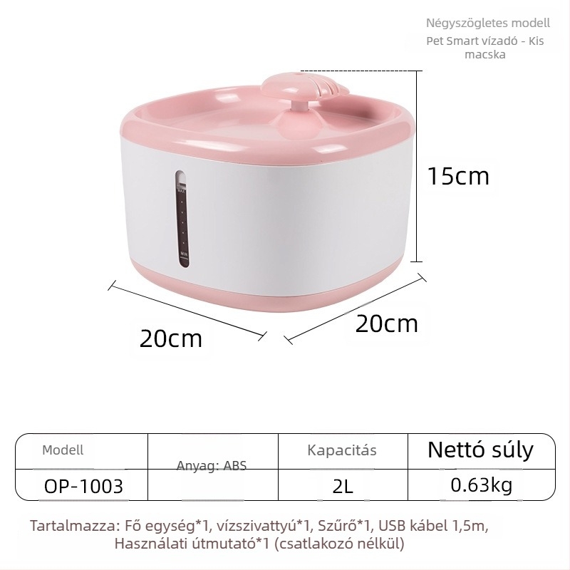 YOMI Okos kisállat vízforrás macskáknak és kutyáknak — Automatikus szűrés és keringés, Funkció a kiszáradás ellen, Levehető kialakítás, Nagy kapacitás