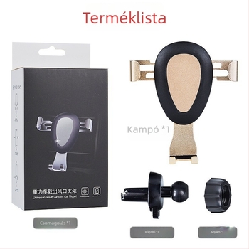Autótelefon-tartó gravitációs mechanizmussal, 360°-os forgás, szellőzőrács klip, univerzális kompatibilitás