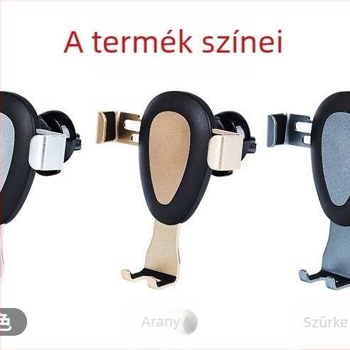 Autótelefon-tartó gravitációs mechanizmussal, 360°-os forgás, szellőzőrács klip, univerzális kompatibilitás