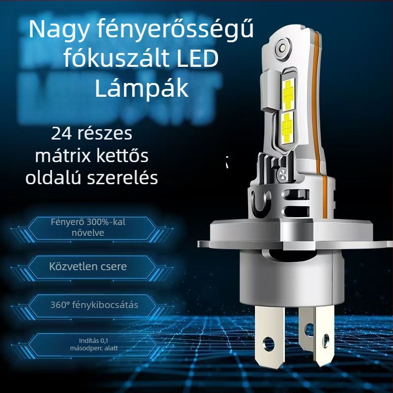 LED autó lámpák beépített ventilátorral, H1/H3/H4/H7/H8/H9/H11 HB3/HB4 9005/9006/9012 modellekkel, 32W, 12,5V, 4800LM, IP68, 50000h élettartam