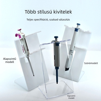 Organikus akril pipettatartó, Z-alakú, falra szerelhető, 5 tartóval, sík lemez, lézeres vágás