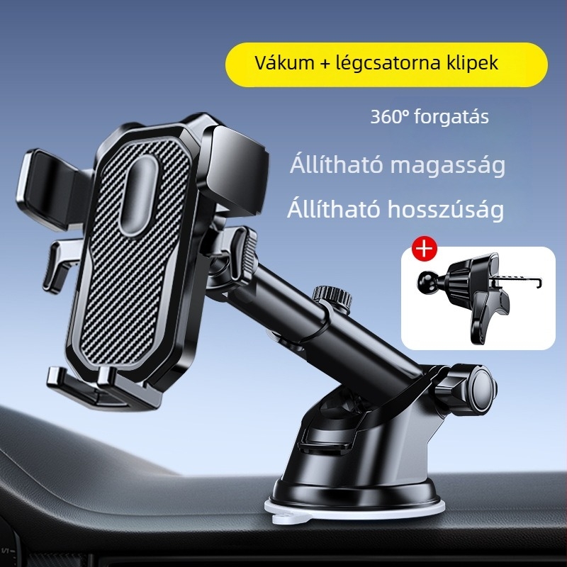 Autótelefon-tartó szívófejjel a műszerfalon (ABS+PC)