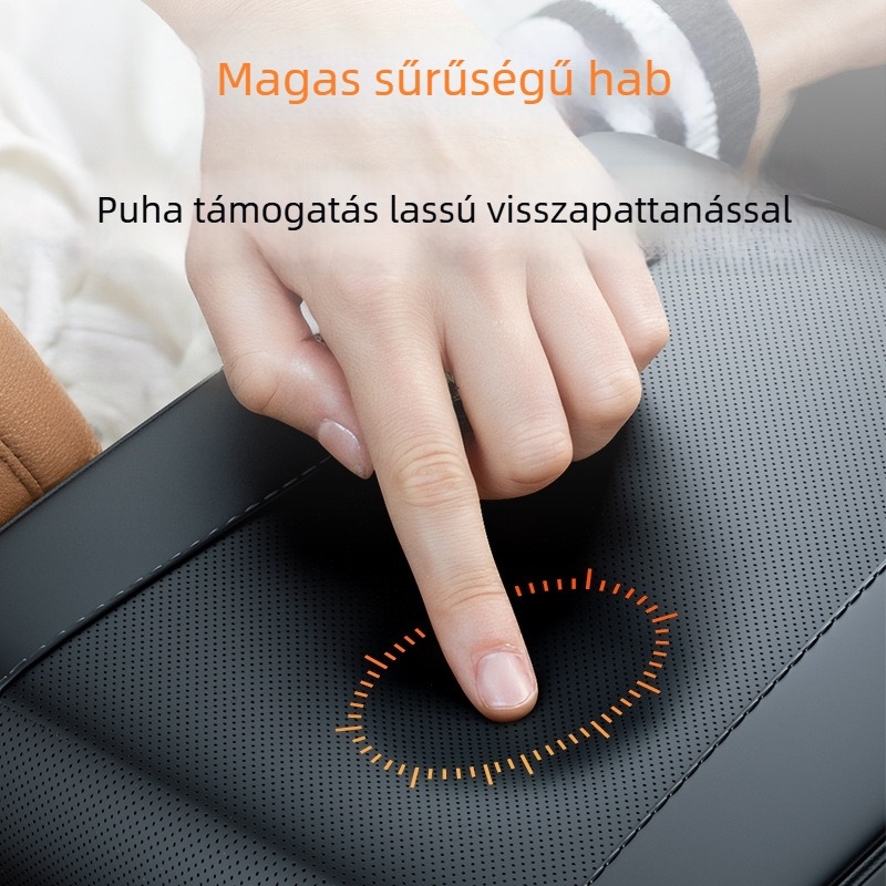 Bőr autó kartámasz alátámasztó párna memóriahabos, univerzális J-típusú kartámasz párna védőborítással