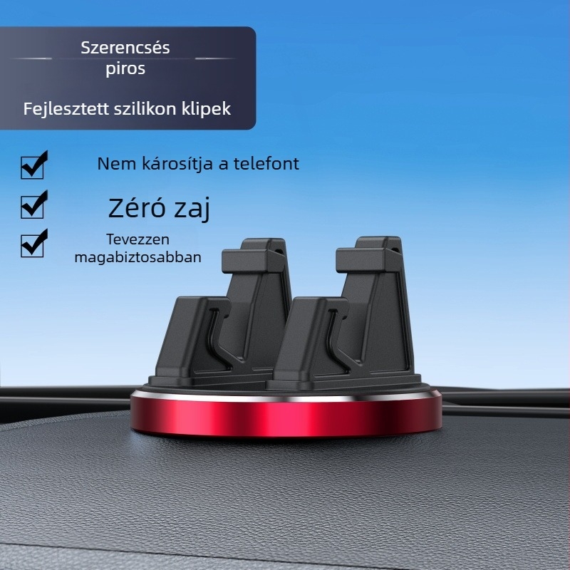 Univerzális autótelefon-tartó szívófejes rögzítéssel a műszerfalon, 360° fémes forgás, ütésálló
