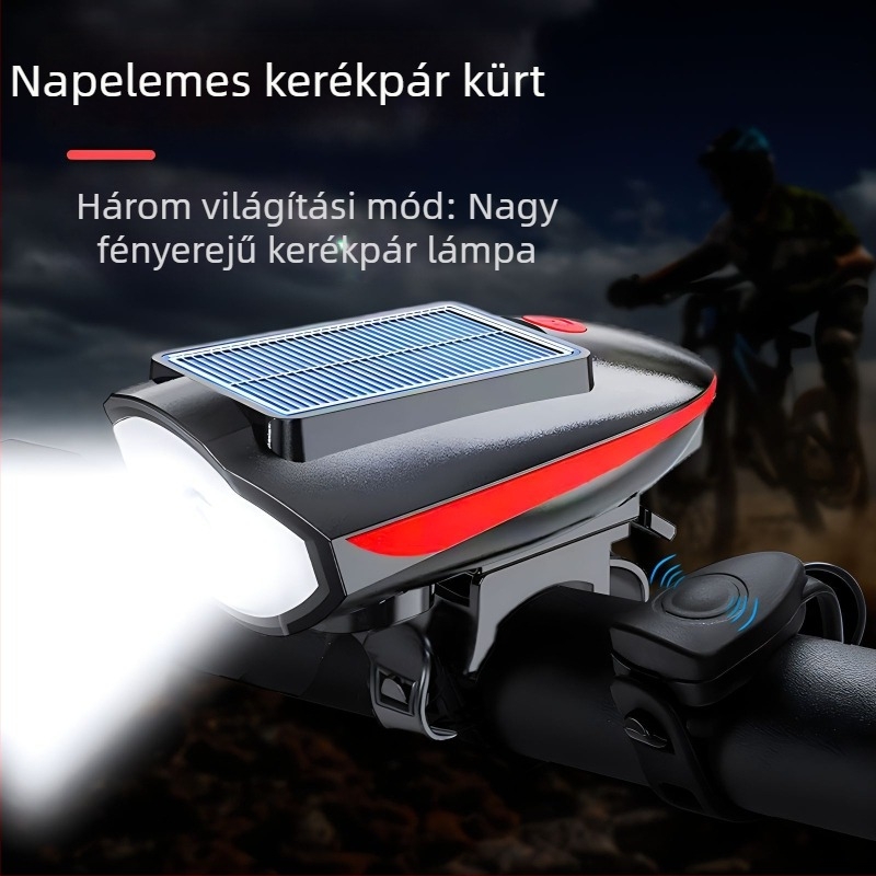 Tourmaline napelemes mountain bike első lámpa csengővel – testreszabható feldolgozás, magáncímkézésre kész
