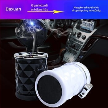 Autós hamutál gyémántfacettázott dizájnnal, LED világítással, lehajtható fedél, légcsatornához illeszkedő tartóval