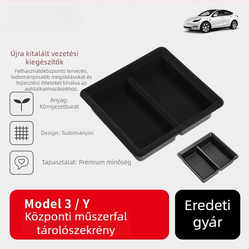 Tesla Model Y és Model 3 központi konzol tároló — műanyag, tömeg 30, XF-11 termékkód, testreszabás elérhető