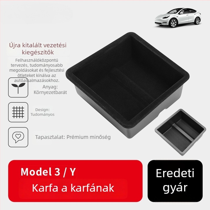 Tesla Model Y és Model 3 központi konzol tároló — műanyag, tömeg 30, XF-11 termékkód, testreszabás elérhető