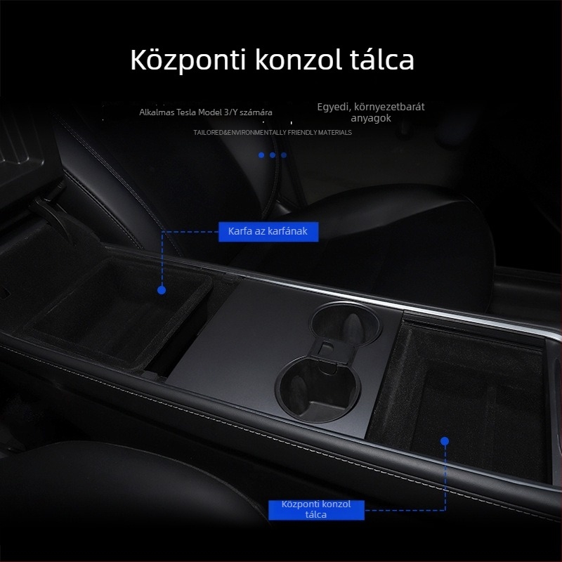 Tesla Model Y és Model 3 központi konzol tároló — műanyag, tömeg 30, XF-11 termékkód, testreszabás elérhető