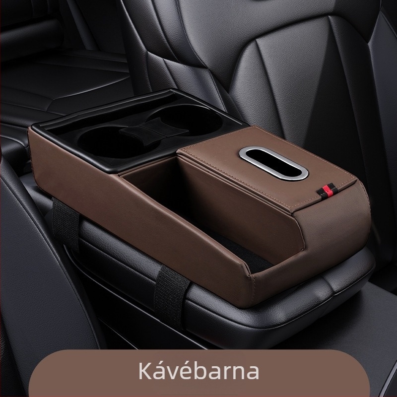 Bőr autó tároló rendező papírzsepi tartóval és pohár tartóval, univerzális illeszkedés, Guangzhou eredetű, testreszabott feldolgozás