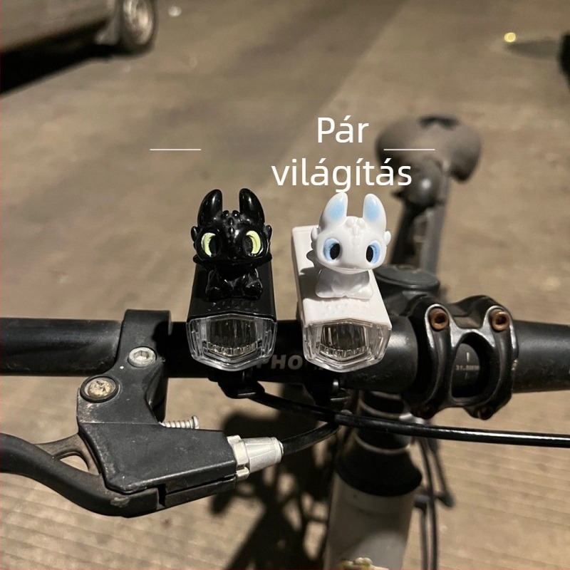 Kerékpár első lámpa, vízálló, aranyos rajzfilm dizájn, újratölthető, éjszakai közlekedéshez