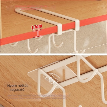 Fali pohártartó, szénacélból, akasztó típusú szerelés, modern és minimalist stílus, többfunkciós konyhához és nappaliba