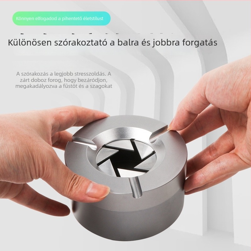 Fém hamutál fedéllel, nyitás-zárás mechanizmussal; dekoratív és tároló funkcióval; logó nyomtatás elérhető