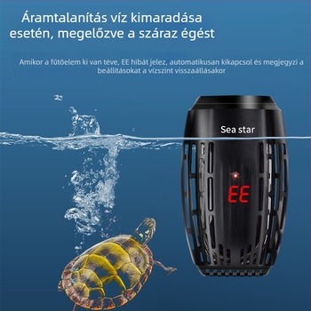 Teknős fűtőrúd, kompakt automata állandó hőmérsékletű fűtőtest teknős- és halak számára, mini fűtőrúd hőmérséklet-szabályozással alacsony vízszinthez