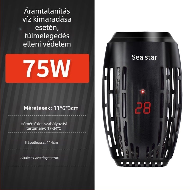 Teknős fűtőrúd, kompakt automata állandó hőmérsékletű fűtőtest teknős- és halak számára, mini fűtőrúd hőmérséklet-szabályozással alacsony vízszinthez