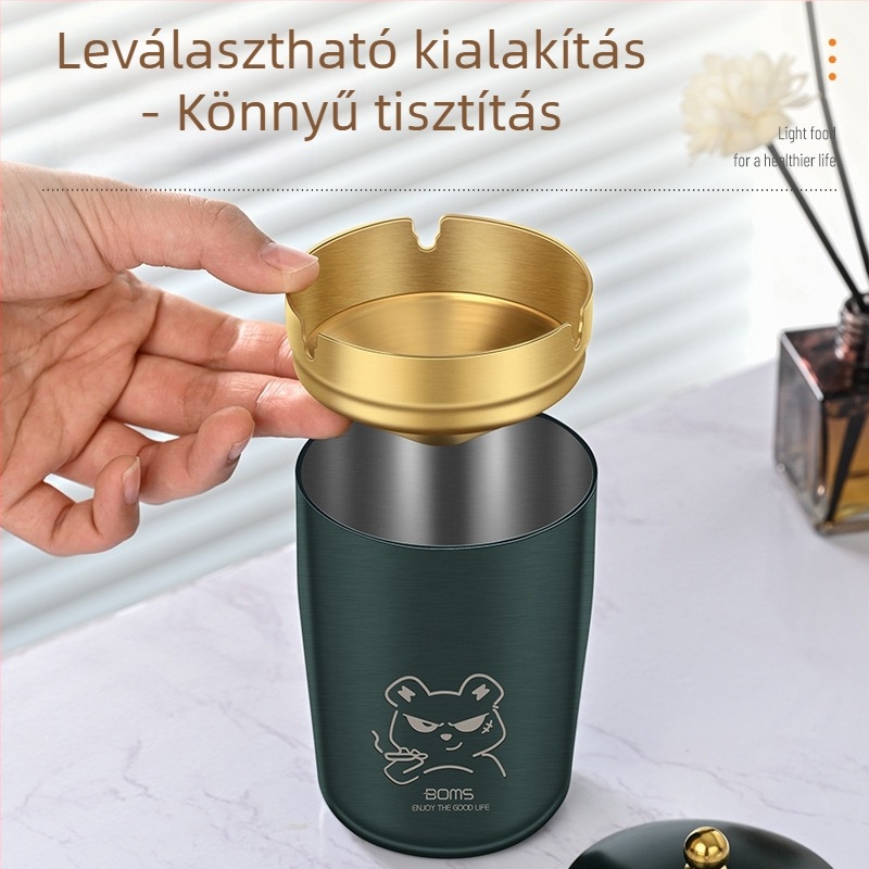 Rozsdamentes acél hamutál – kreatív nordikus fényűző dizájn logónyomtatással, iroda, nappali és autó számára