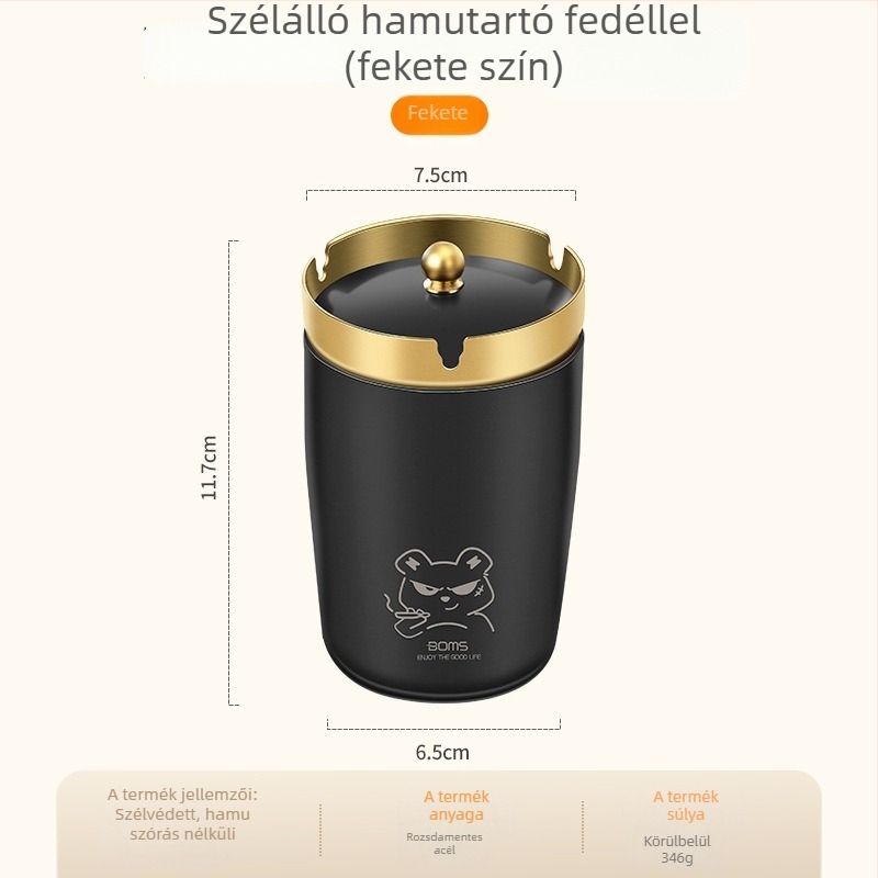 Rozsdamentes acél hamutál – kreatív nordikus fényűző dizájn logónyomtatással, iroda, nappali és autó számára