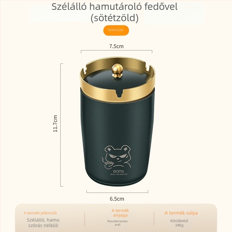 Rozsdamentes acél hamutál – kreatív nordikus fényűző dizájn logónyomtatással, iroda, nappali és autó számára