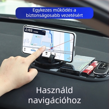 Autó műszerfalára helyezhető telefon tartó és csúszásmentes párna, PVC, magas hőmérséklet-állóság, mosható