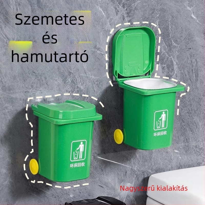 Falihoz szerelhető fémből készült hamutál kapuval és rozsdamentes acél belsővel, háztartási használatra