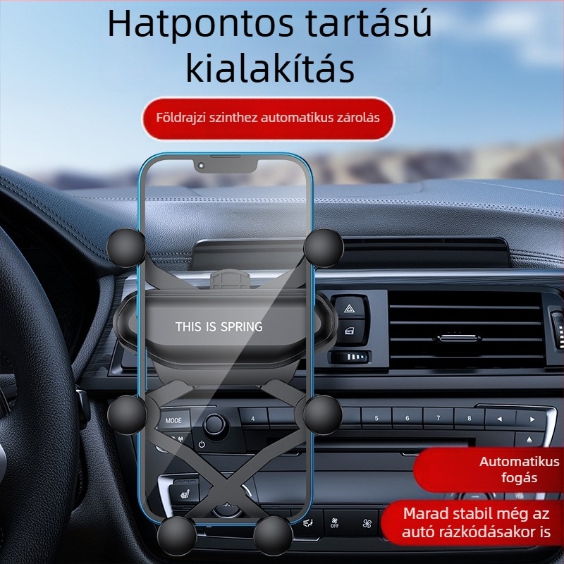 Autós telefon-tartó – aranyos dizájn, gravitációs rögzítés a légkivezető ventilátorhoz, univerzális kompatibilitás