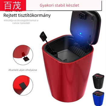 Autó belső hamutartó LED világítással és kreatív dupla belső rekesszel – ABS, BY-857