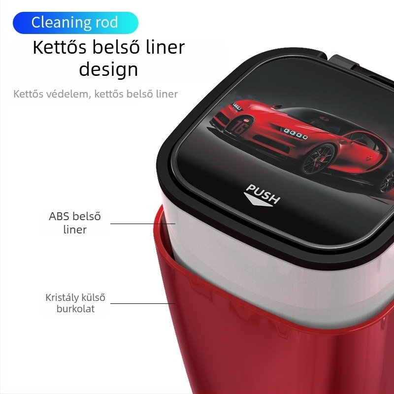Autó belső hamutartó LED világítással és kreatív dupla belső rekesszel – ABS, BY-857