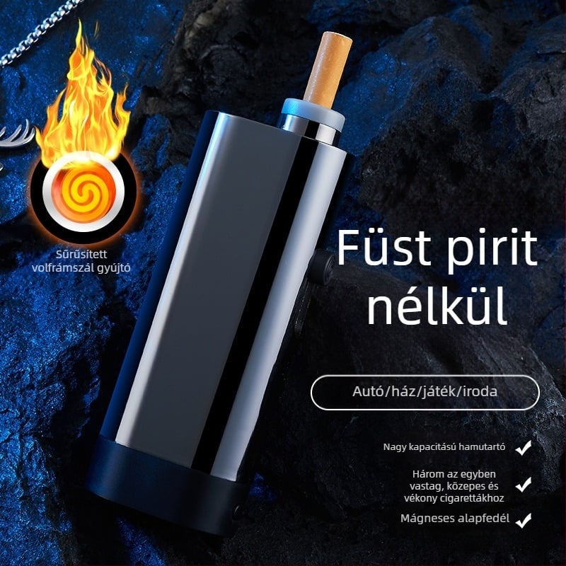 Fém hordozható autó hamutartó gyújtóval és töltéssel — Valley people márka, Zhejiang eredet, stílus egyszerű, megfizethető lux