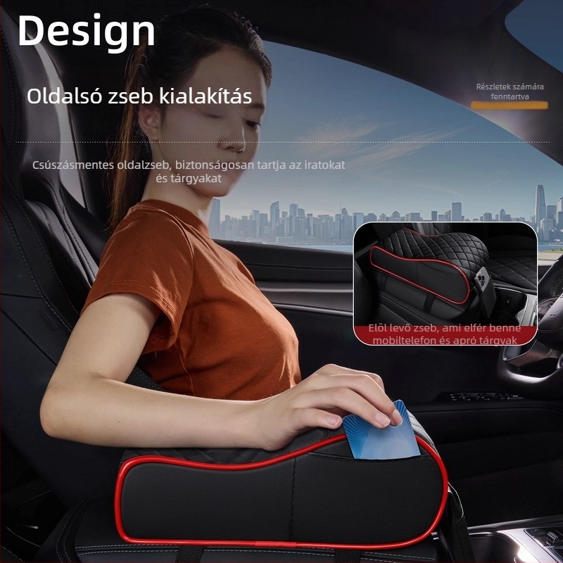 Autó központi kartámasz párna magasság növeléssel, bőr, univerzális kompatibilitás, 400 g, testreszabott feldolgozás