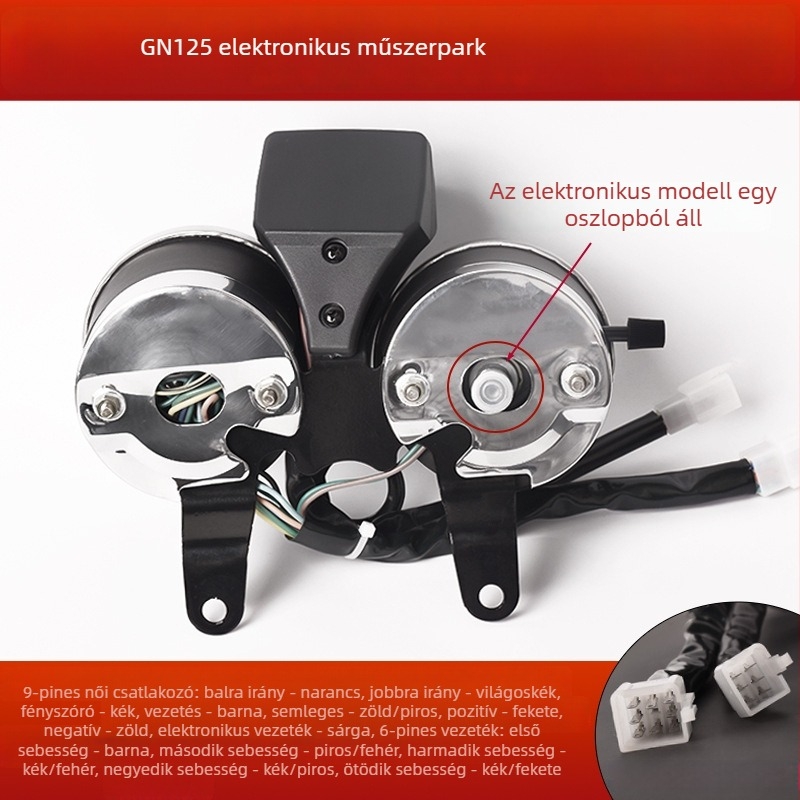 GN125 Prince motorkerékpár műszerfala tachométerrel, odométerrel és sebességmérővel, gyújtáskapcsolóval és jelzőfényekkel – HJ125-8