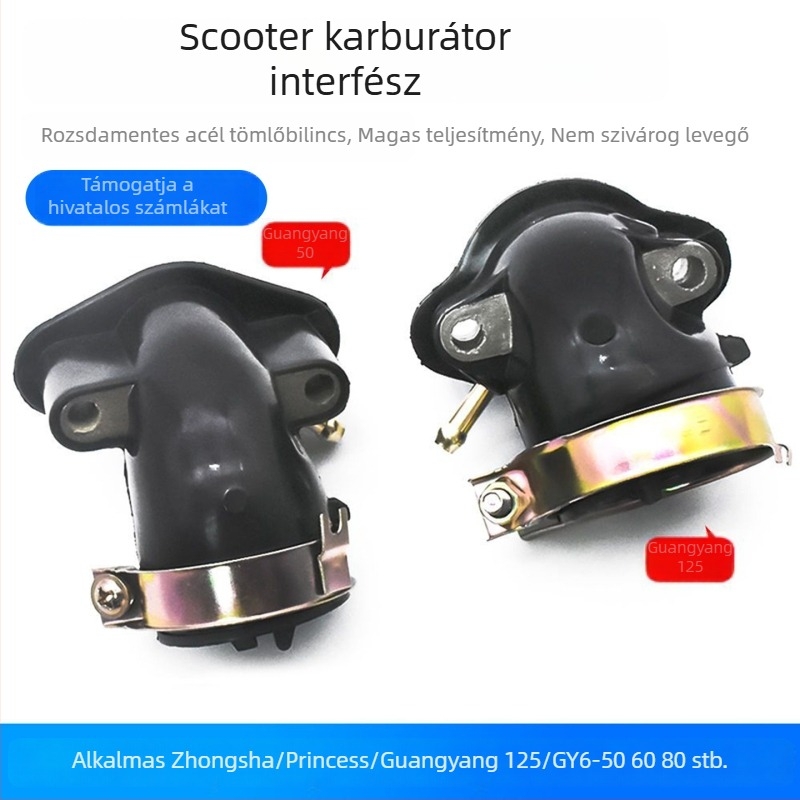 Motorkerékpár karburátor belépőcső csatlakozó Guangyang GY6125 és Haomai 125, 50/60/80/125 modellhez