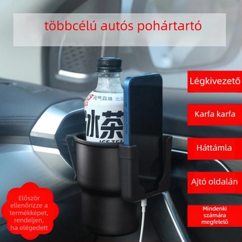 DM-142 autó pohártartó kinyújtó — ABS, kompatibil a légcsatornához, multifunkcionális italtartó