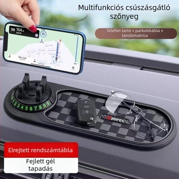 3-in-1 PVC csúszásmentes autó-műszerfal alátét telefon-tartóval, konzollal és navigációval