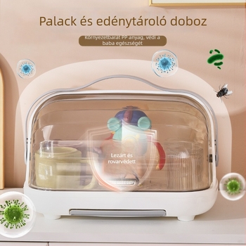 Fedéllel ellátott cumisüveg tároló doboz, porvédett, hordozható leeresztő polc, PP műanyag, modellek 2423/2424