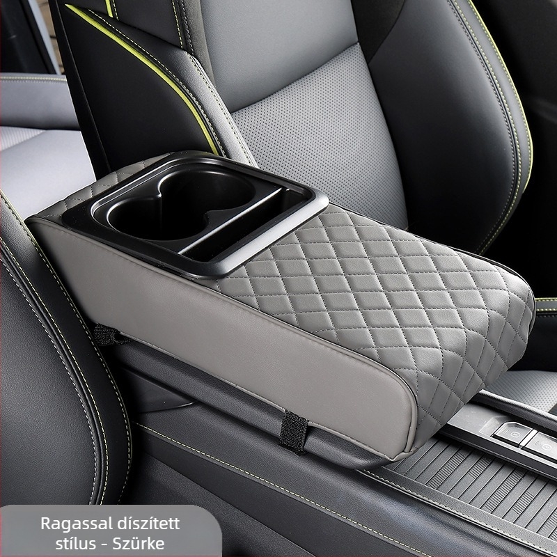 Bőrös univerzális autó kartámasz tároló doboz pohártartóval — testreszabás nélkül, engedélyezett magánmárkák