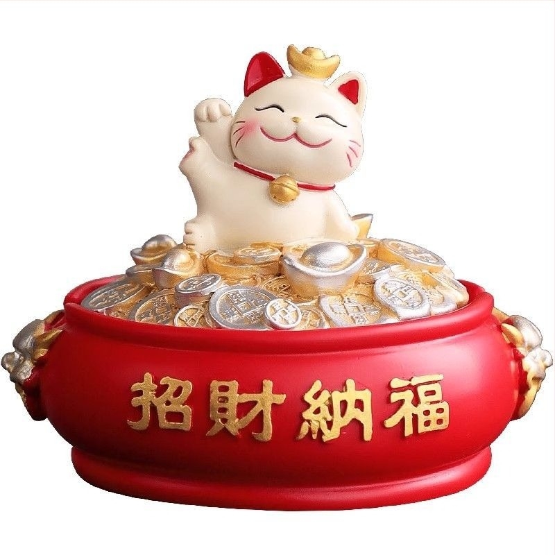 Gyanta Maneki-neko hamutartó fedéllel, faragott díszítéssel, otthonra és irodába, cikkszám y1120, Kínában gyártva, átjáró export kizárólagos