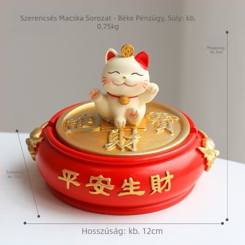 Gyanta Maneki-neko hamutartó fedéllel, faragott díszítéssel, otthonra és irodába, cikkszám y1120, Kínában gyártva, átjáró export kizárólagos