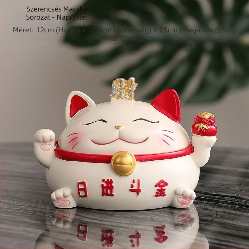 Gyanta Maneki-neko hamutartó fedéllel, faragott díszítéssel, otthonra és irodába, cikkszám y1120, Kínában gyártva, átjáró export kizárólagos