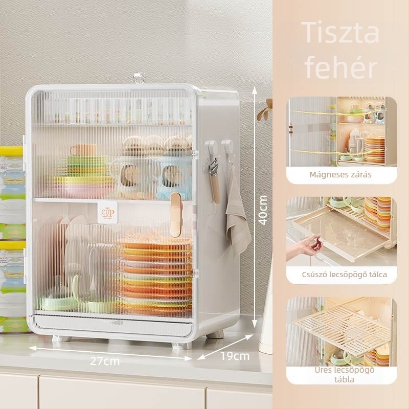 Kétszintes műanyag edényes állvány fedéllel – asztali használatra