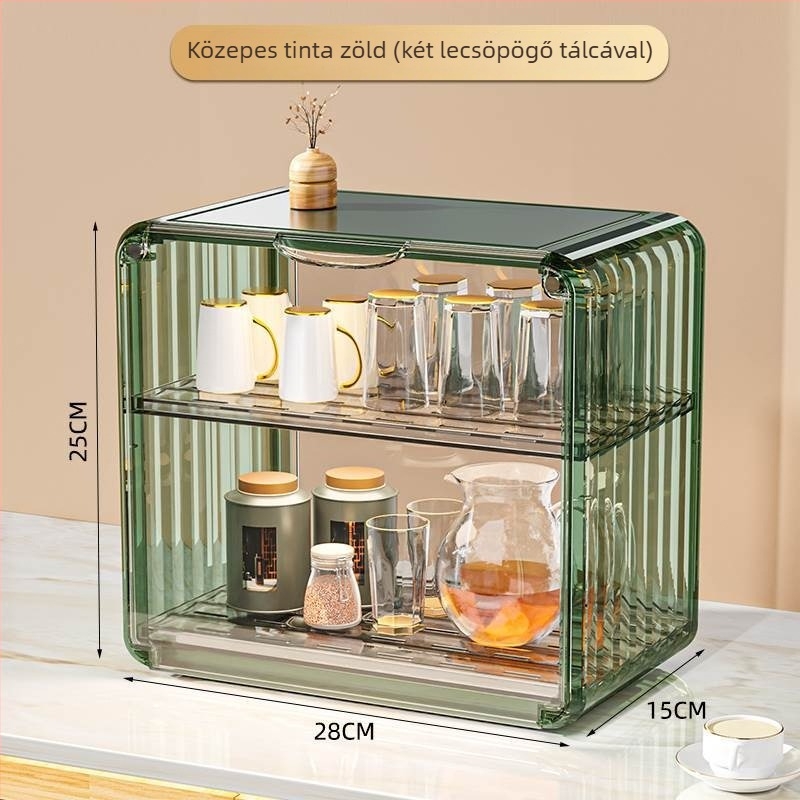 Kétszintes műanyag edényes állvány fedéllel – asztali használatra
