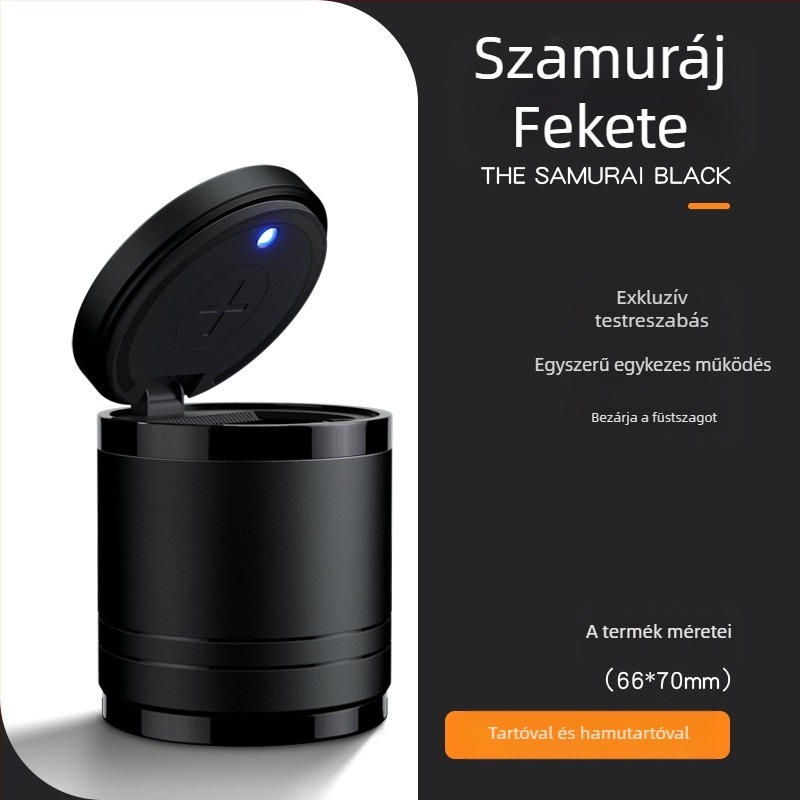 Intelligens autó hamutál fedővel és világítással, fémből, modell YHG-1, gravírozott felület, testre szabható, autó és otthoni használatra