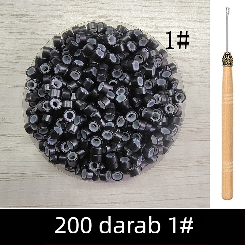 Nano gyűrű hajhosszabbításhoz, réz gyűrű, mikro csat, 200 db/üveg