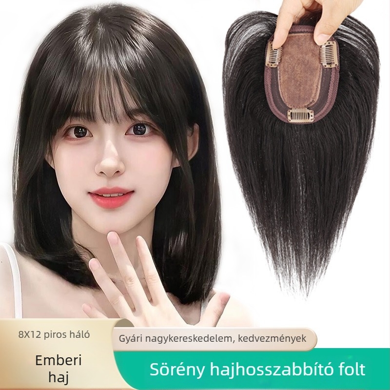 Korona részparuka, valódi emberi haj, egyenes, festhető, mechanikus kezelés