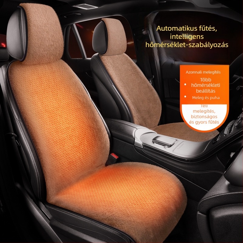 Autóülésfűtő párna — univerzális, intelligens hőmérséklet-szabályozás, fűtés és szellőztetés, poliészter rost töltet, plüss felület, készlet