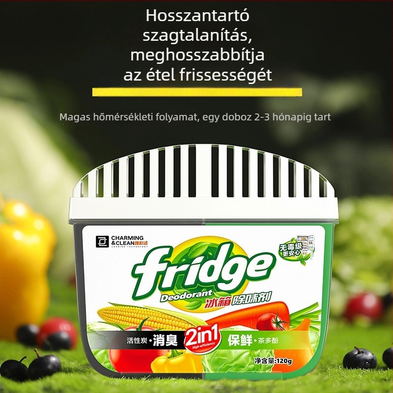 Yacaijie hűtőszekrényes dezodoráló doboz aktív szénnel és tea polifenolokkal – antibakteriális tisztítás, friss levegő, 120 g