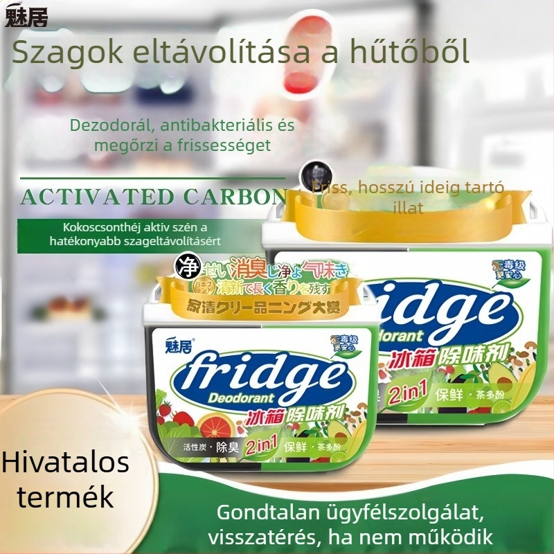 Hűtőszekrény illatosító aktív szénnel és teafolyadék-polifenolokkal, 120 g, frissességet őriz és megszünteti a szagokat